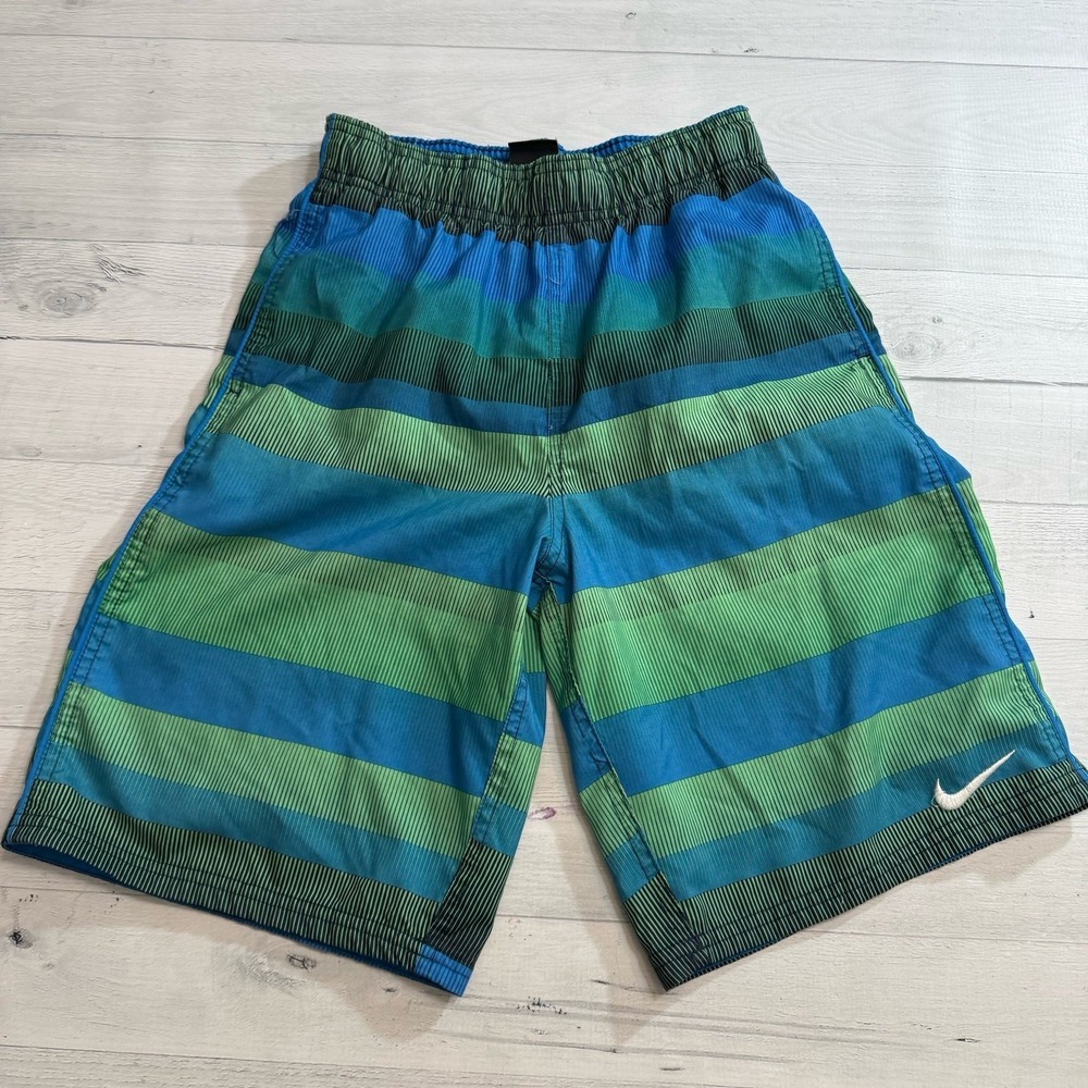 Nike boys swim shorts blue green youth large
